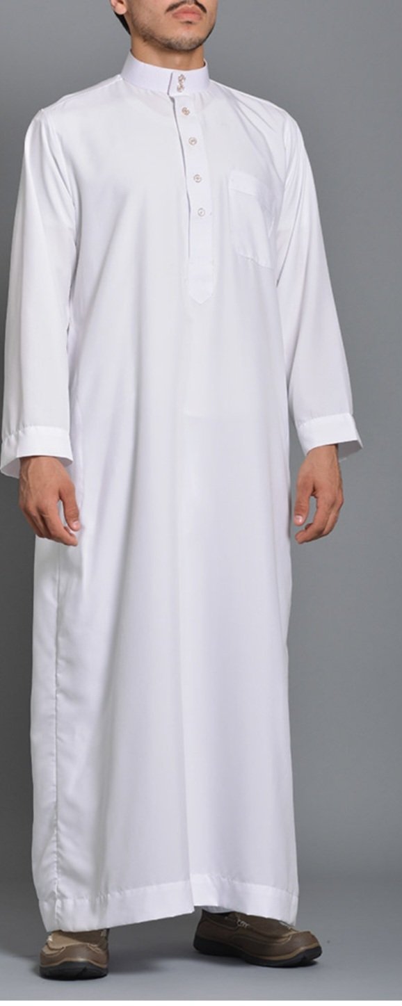 Qamis / Thobe homme blanc "El Jawaher" - Taille 60 (Neuf)