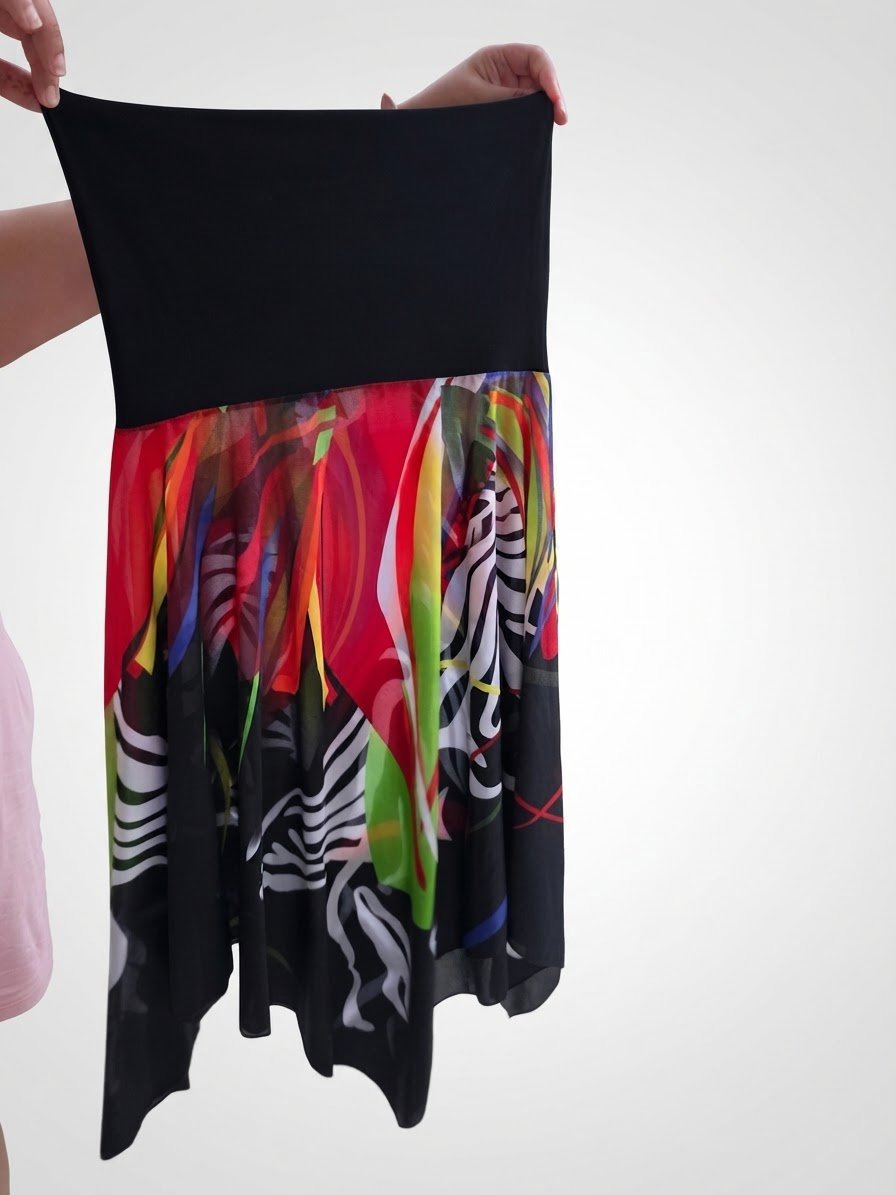 Robe / Jupe bustier fluide à motifs colorés et zébrés - L/XL
