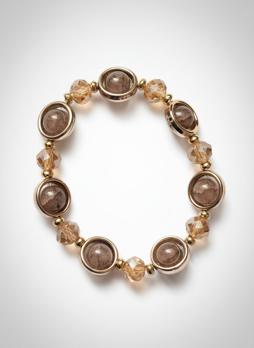 Bracelet élégant doré et perles ambrées