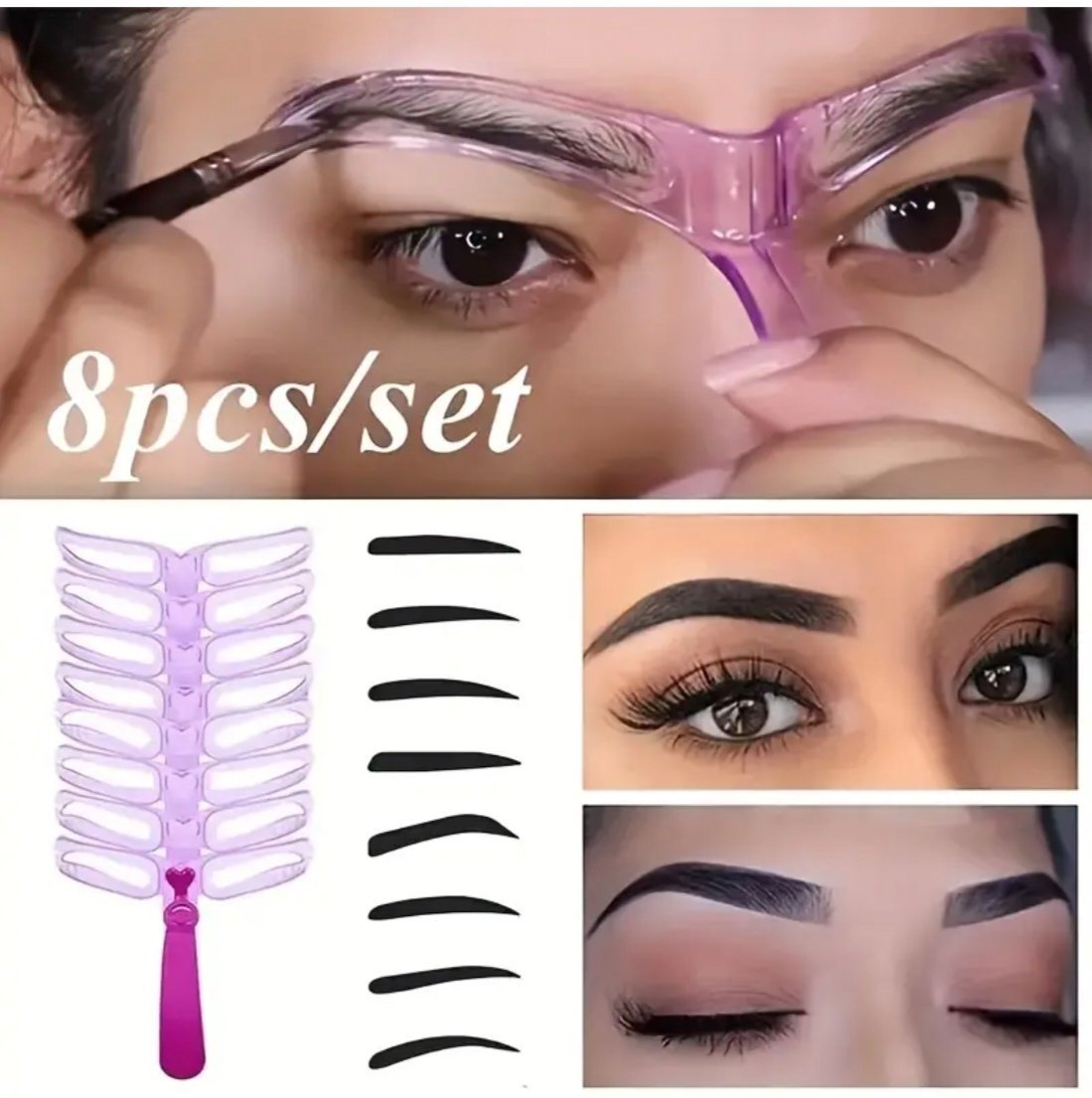 Kit De Pochoir à Sourcils, Pochoir Sourcils Réutilisable, Débutant Maquillage Pochoirs à Sourcils Kit, Modèle de Forme de Sourcil, pour Femmes Filles Outil de Maquillage