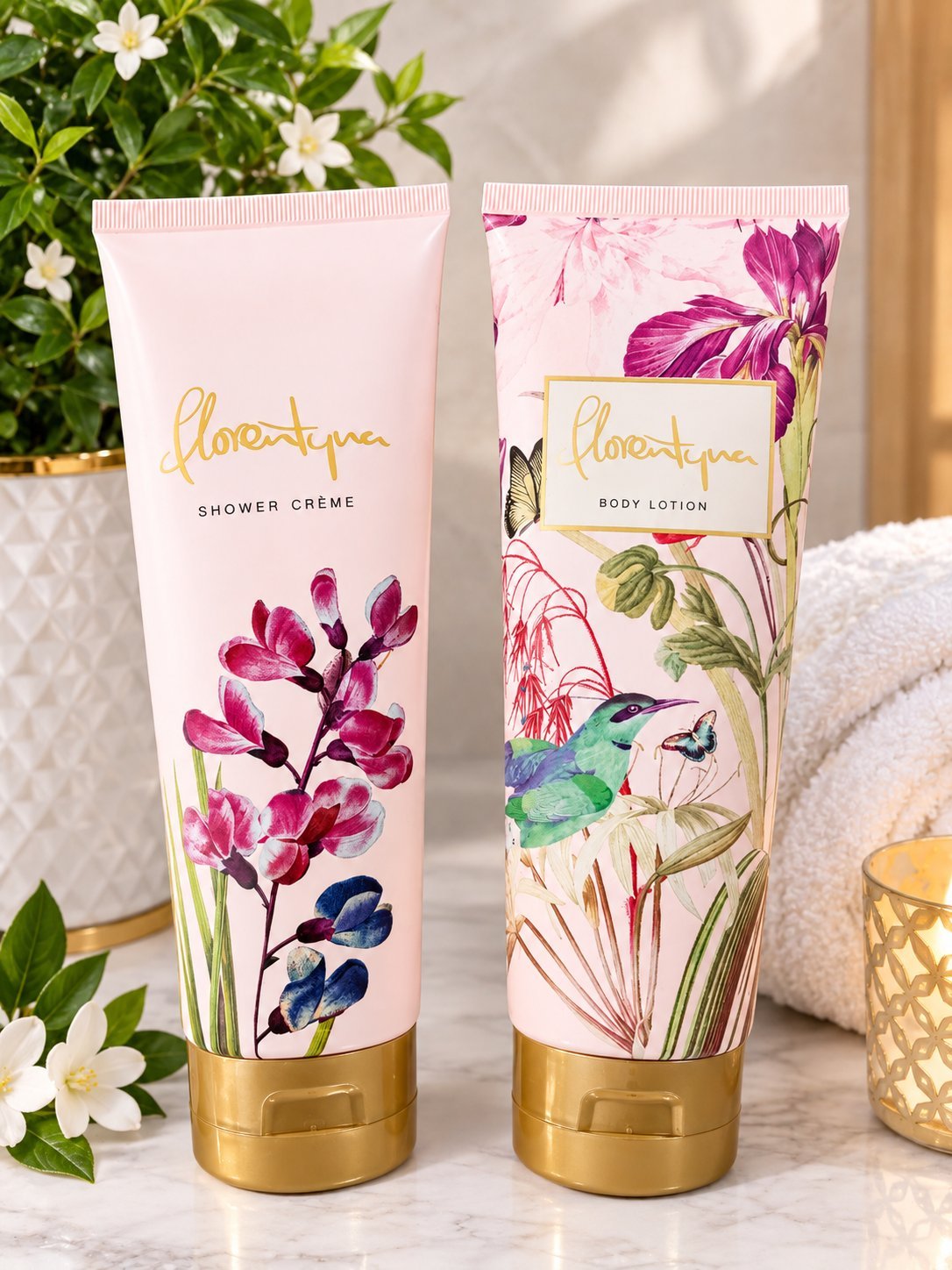 «Coffret Florentyna أصلي من السعودية 🇸🇦، Shower Crème + Body Lotion، جديد وغير مستعمل.»