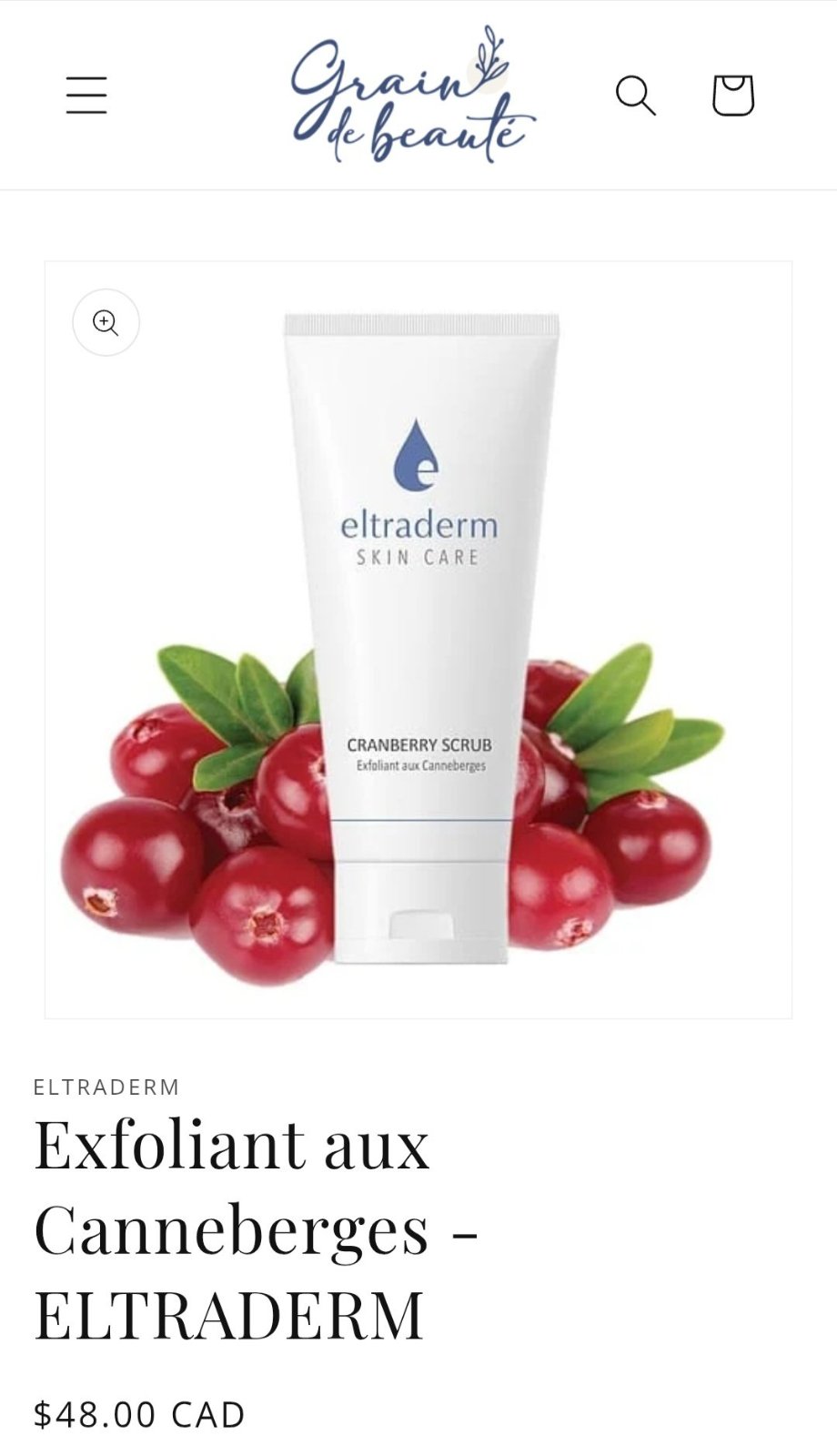 Eltraderm Skin Care – Cranberry Scrub / Exfoliant aux Canneberges (60 ml)