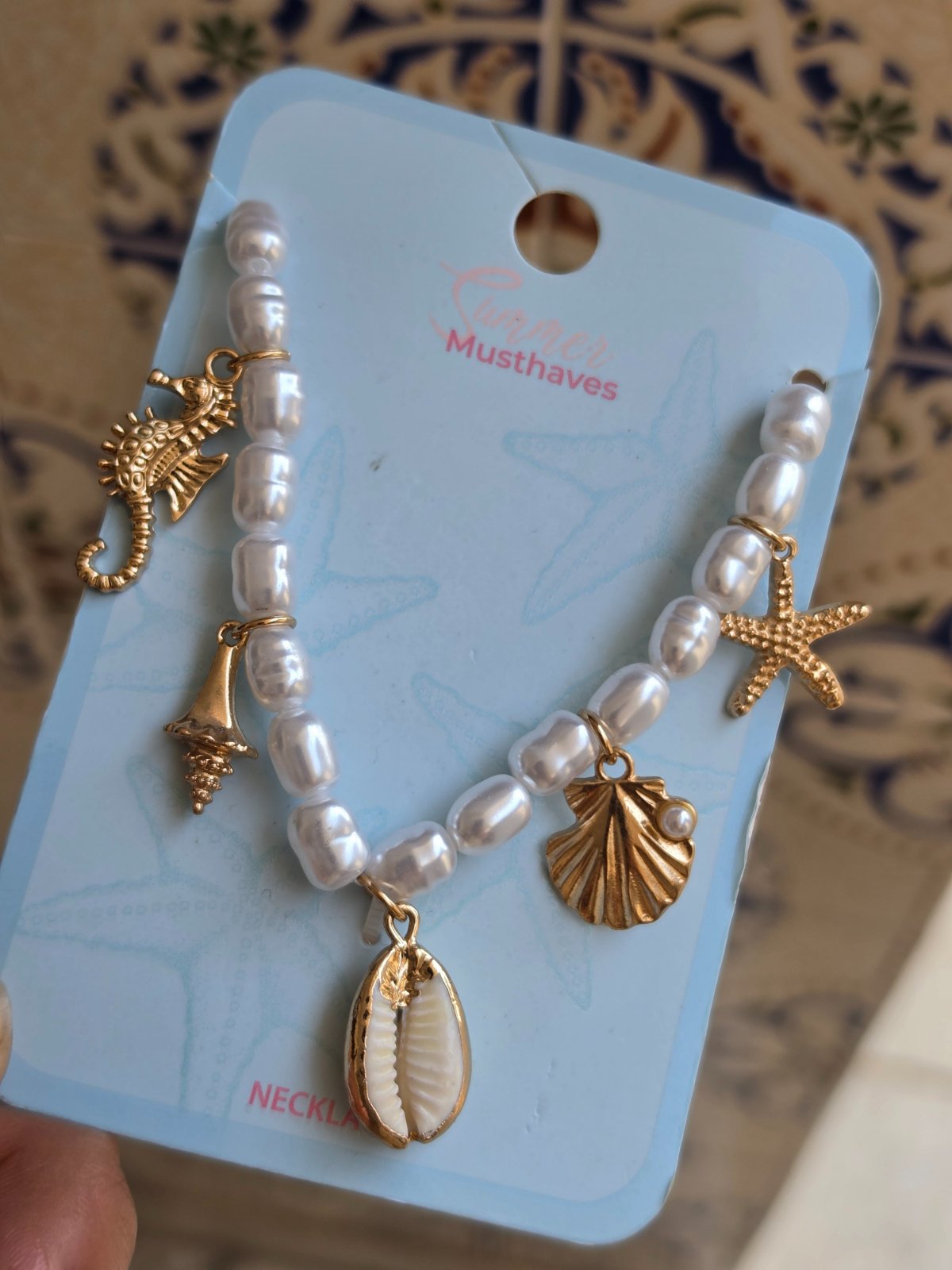 Collier perles fantaisie style marin