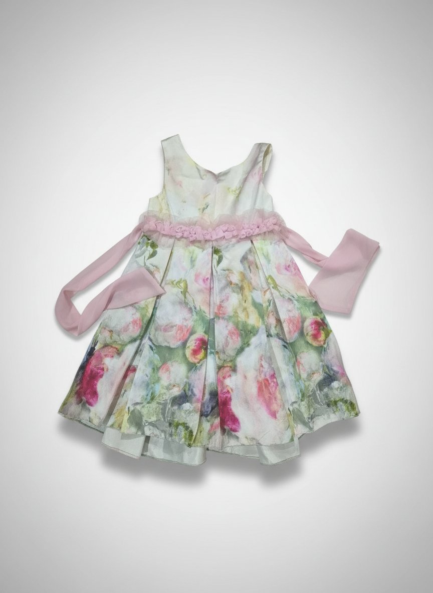Robe de fete pour fillette fleurie avec ceinture