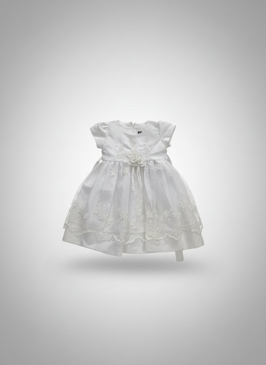 Robe blanche brodee fille 12 mois