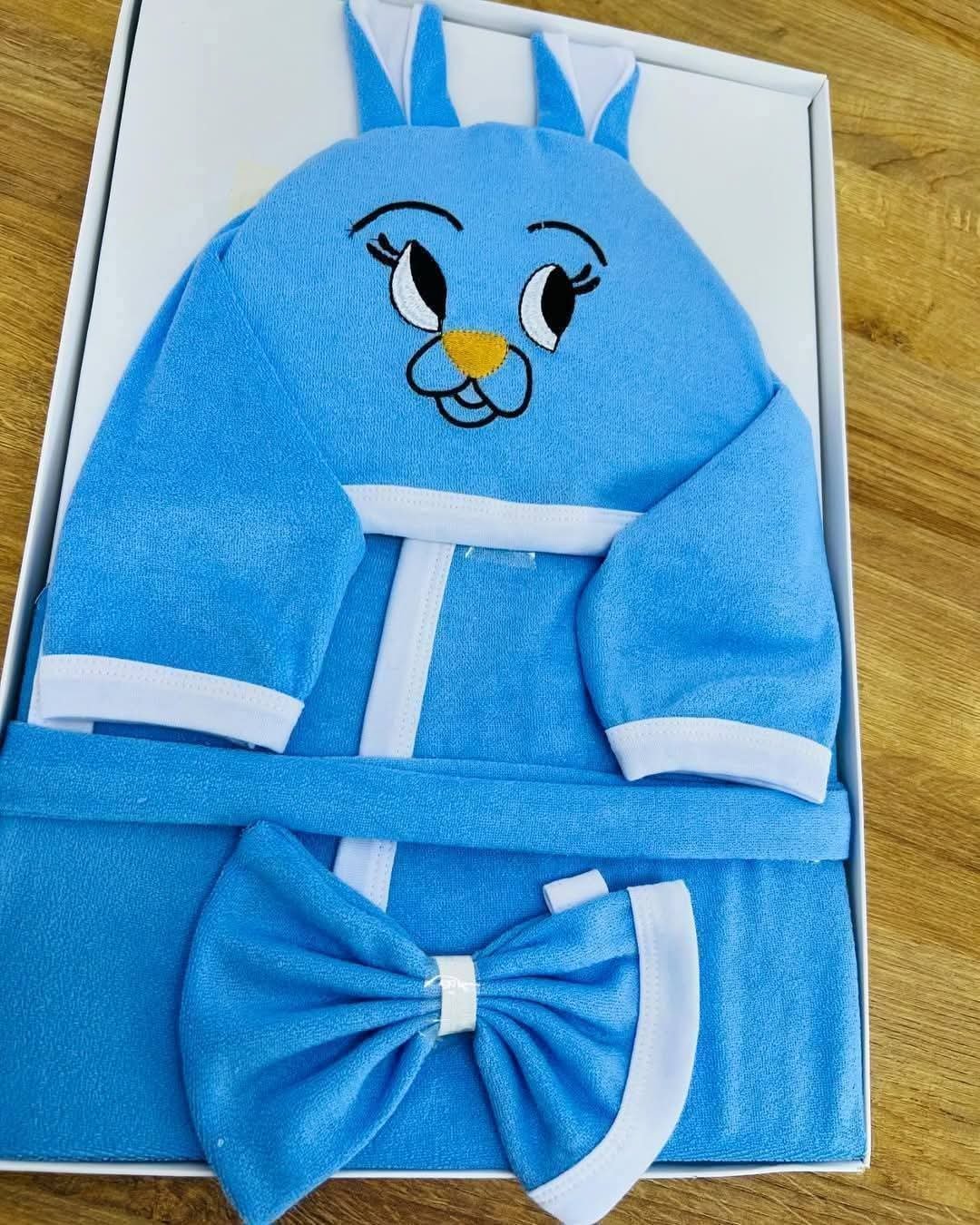 Cap de bain (peignoir) pour bébé bleu de 0 à 6mois