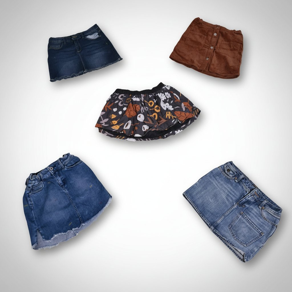 5 jolies mini-jupes pour fille ( taille 10 ans, 12 ans)