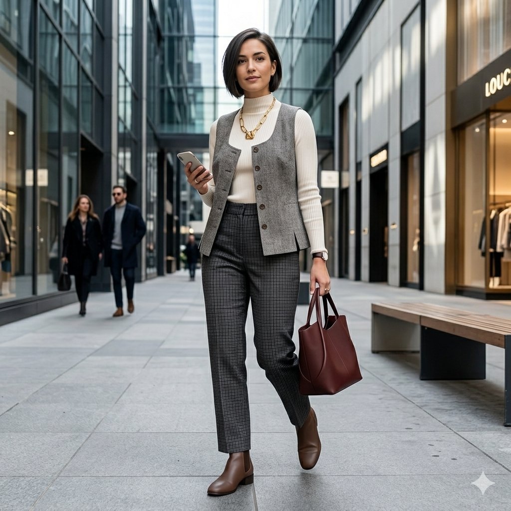 Gilet de tailleur chic et structuré – Style minimaliste – Taille XL (44/48)
