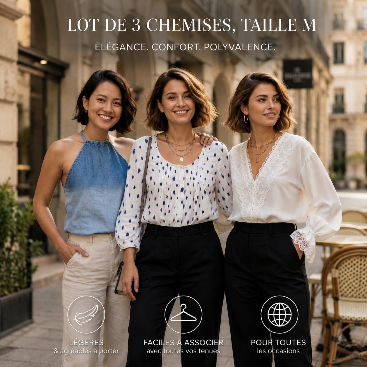 Lot de 3 chemises élégantes ,taille M , Très bon état 