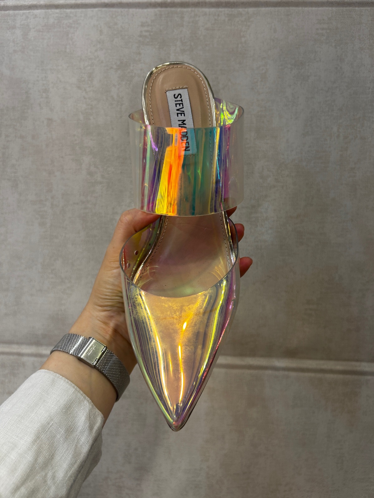Talon steve madden à effet holographique