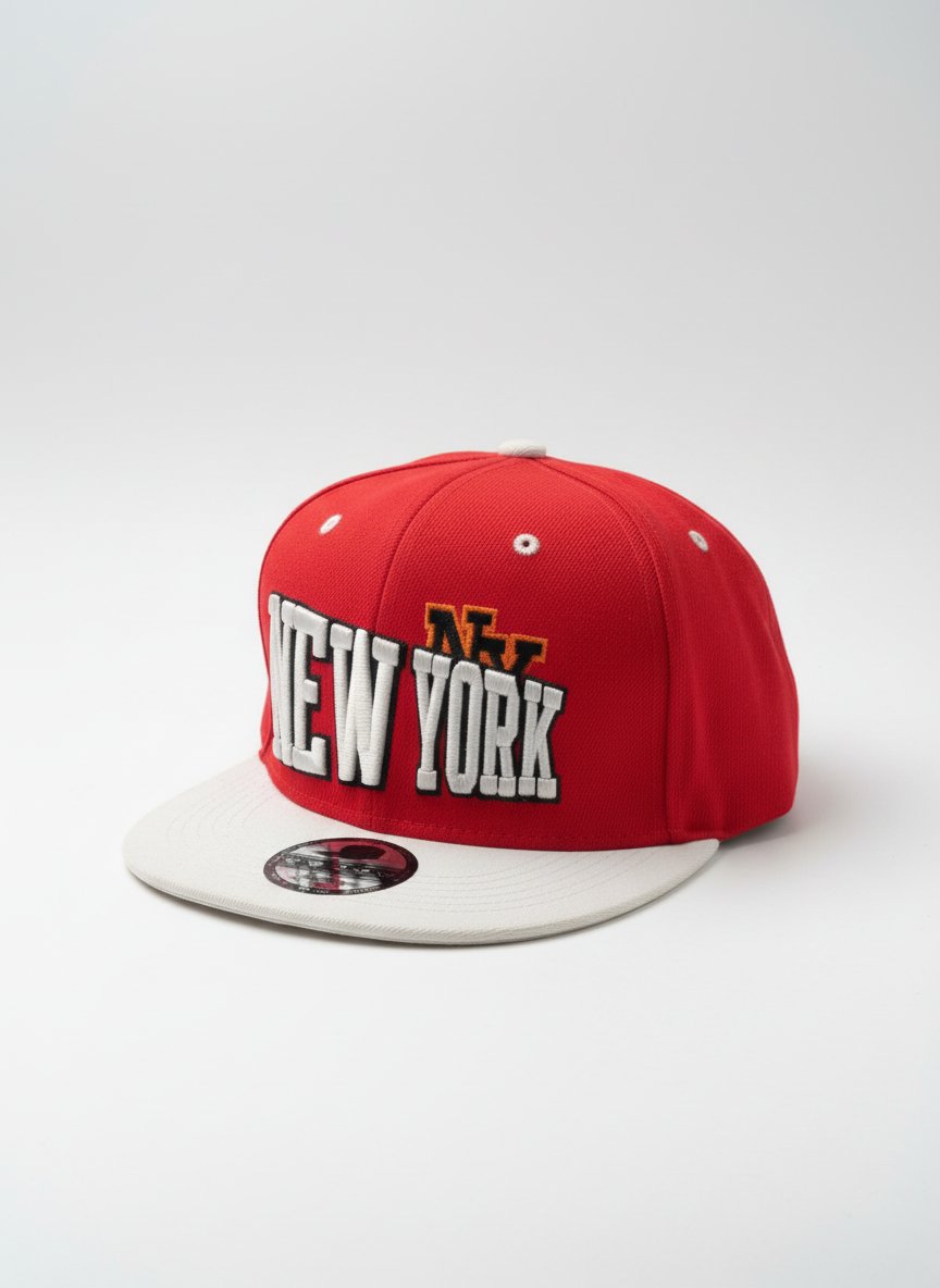 Red and white snapback basketball cap