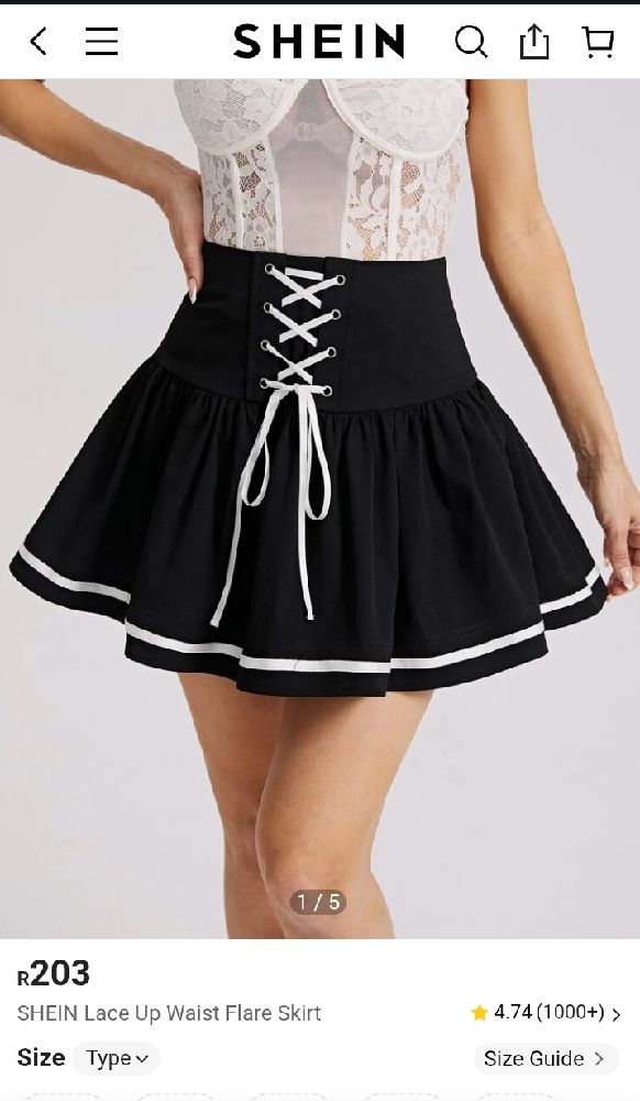 Shein Lace Up Waist Flare Skirt 