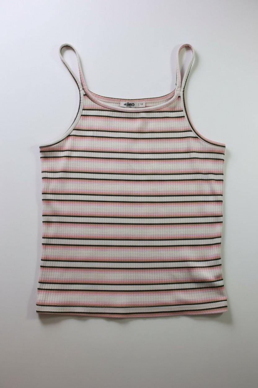 Top crop rayé rose & blanc GÉMO – Taille 16