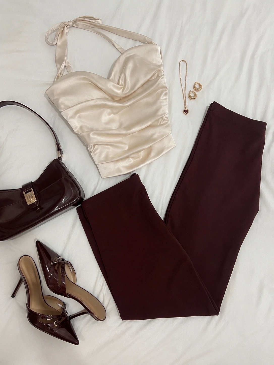 Flare burgendy pants