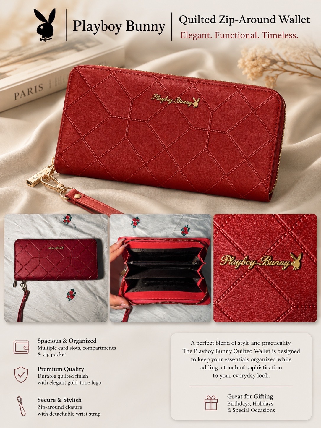 Red Quilted Playboy Bunny Wallet ❤️ 