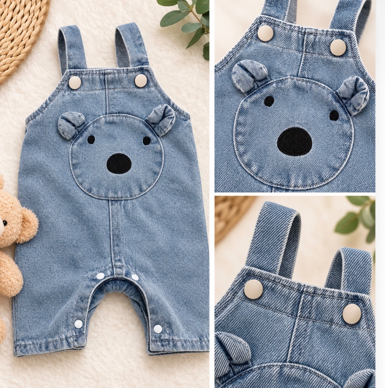 🧸 Salopette en jean bébé De 1-3 m