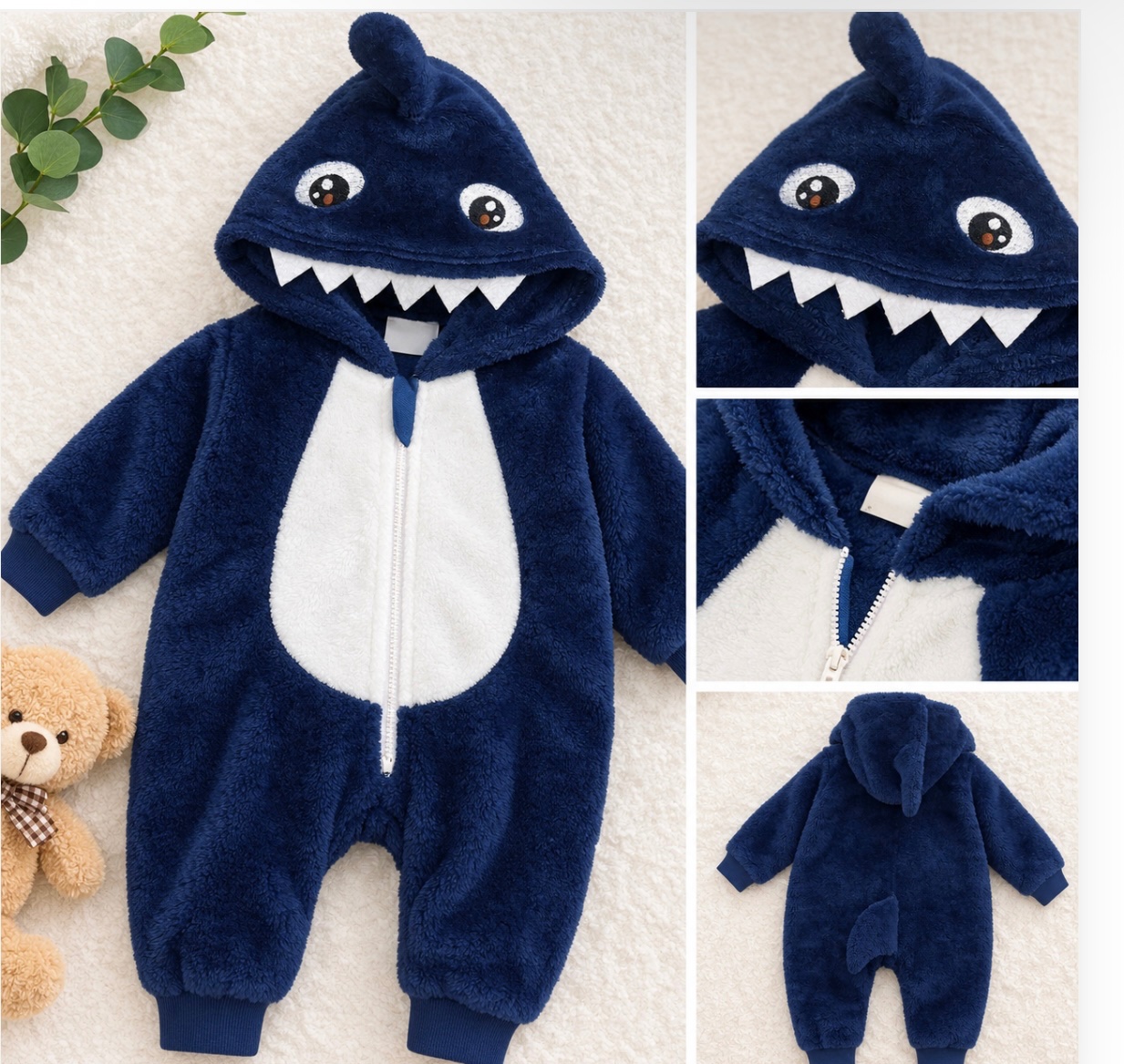 🦈 Combinaison bébé requin – bleu marine 💙