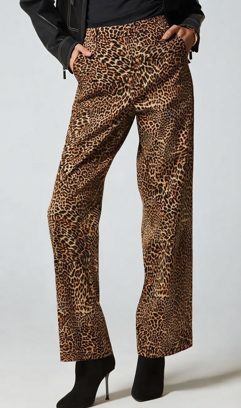 Pantalon léopard en daim