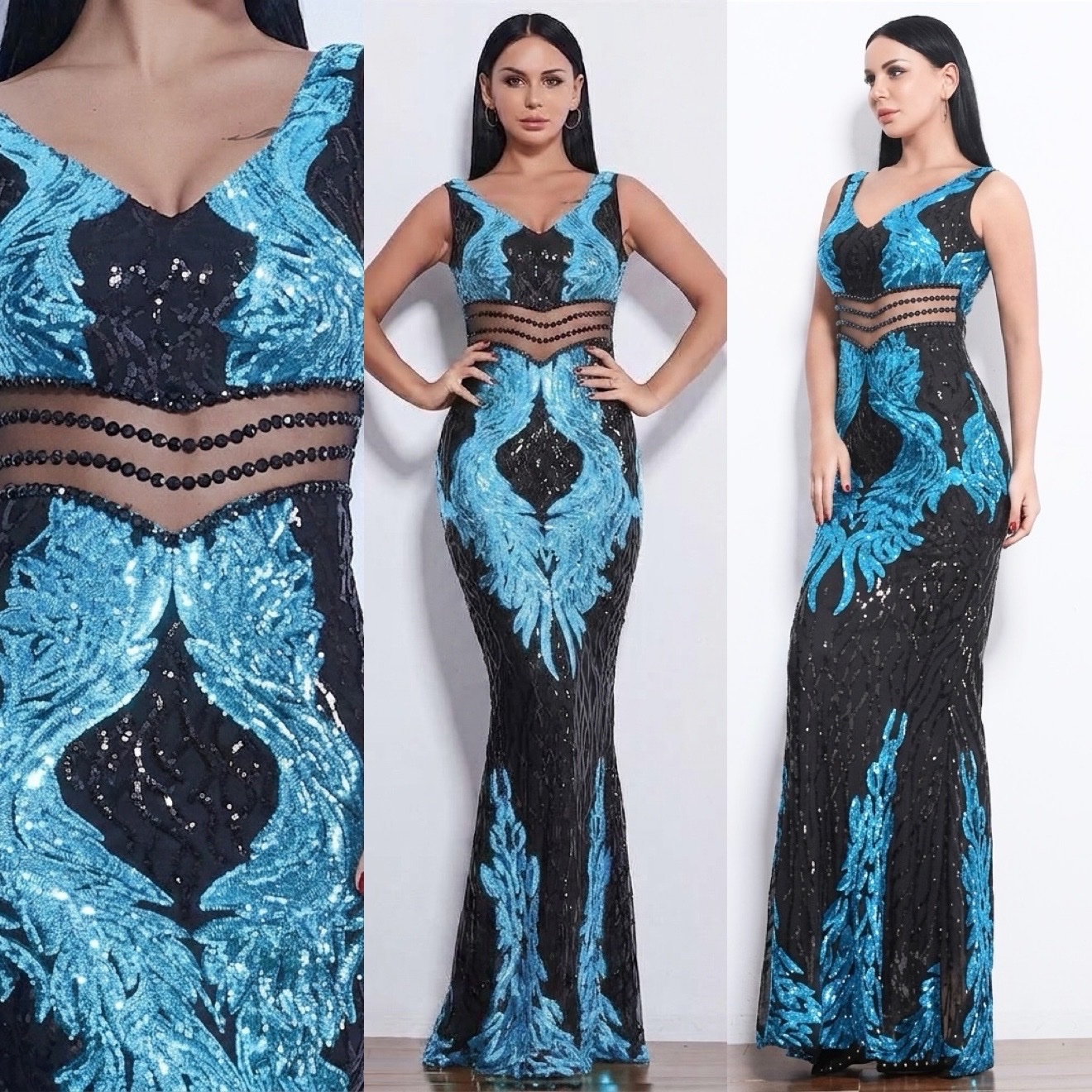 Robe de soirée sirène à paillettes XS/S