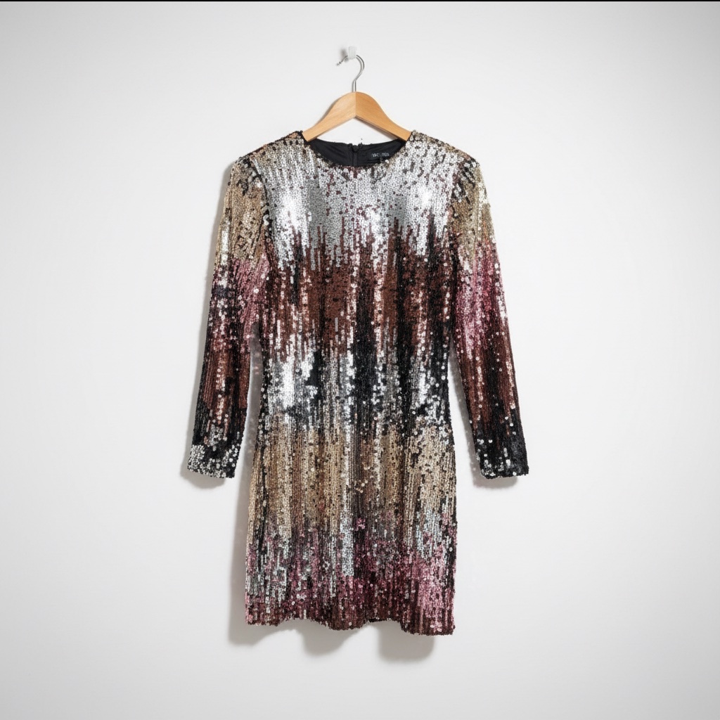 Zara Robe courte à sequins multicolores