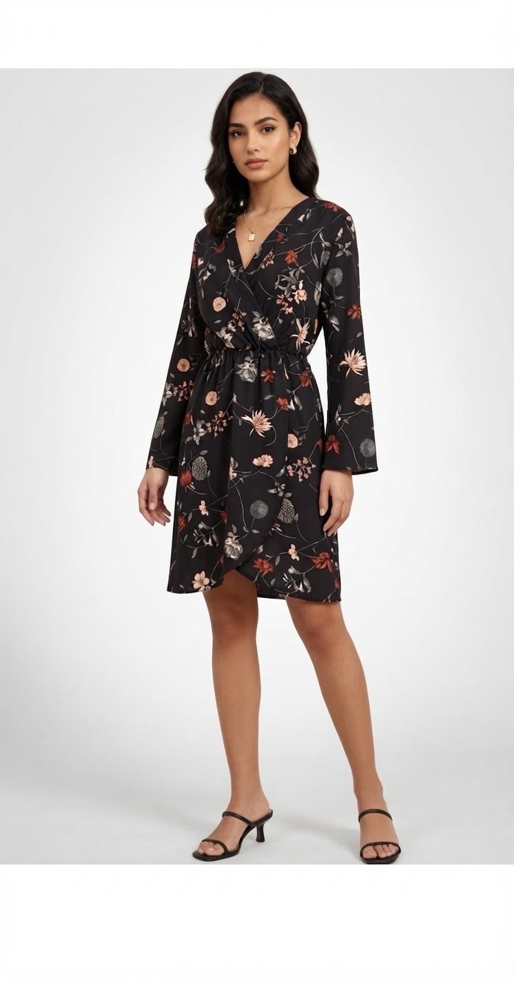Robe à imprimé floral satiné 