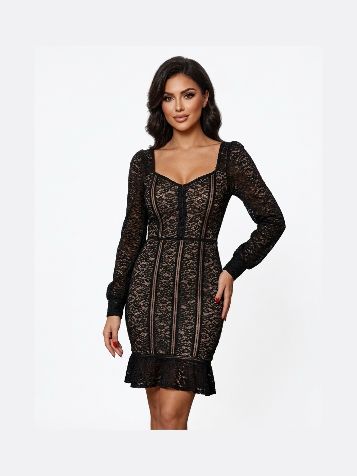 Robe de soirée chic en dentelle bicolore