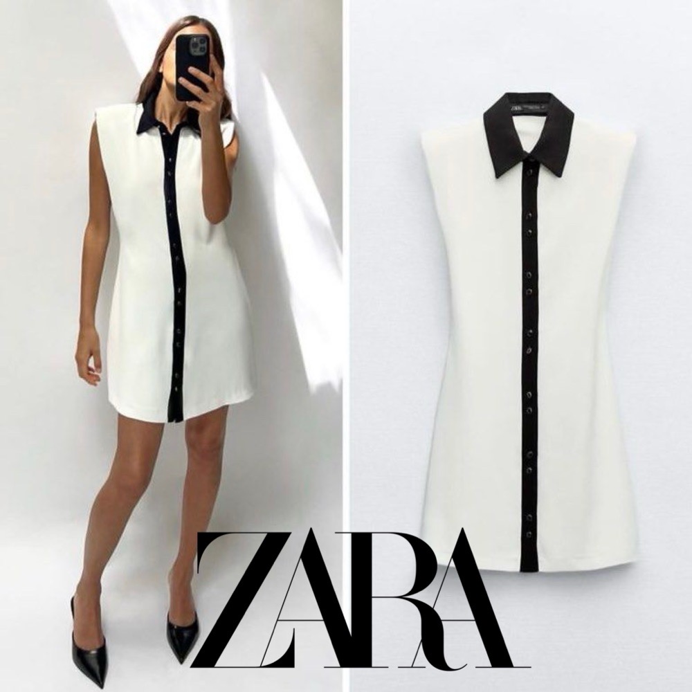 MINI ROBE ZARA SANS MANCHES AVEC ÉPAULES REMBOURRÉES