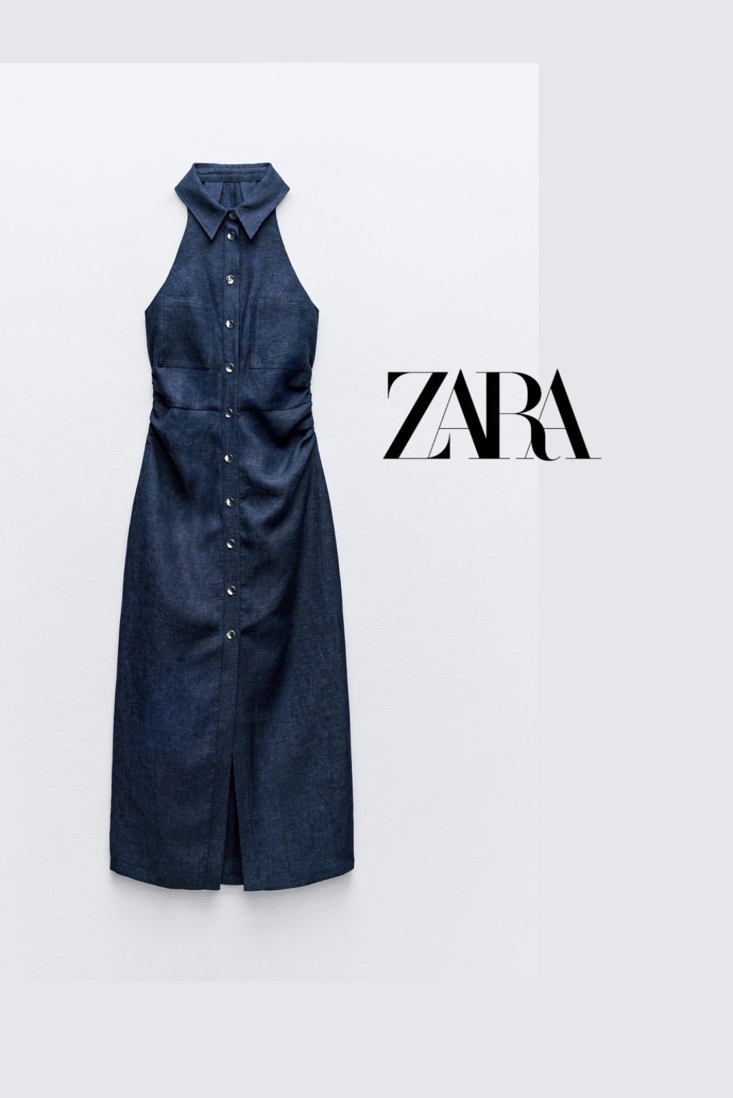 Robe zara en lin indigo 