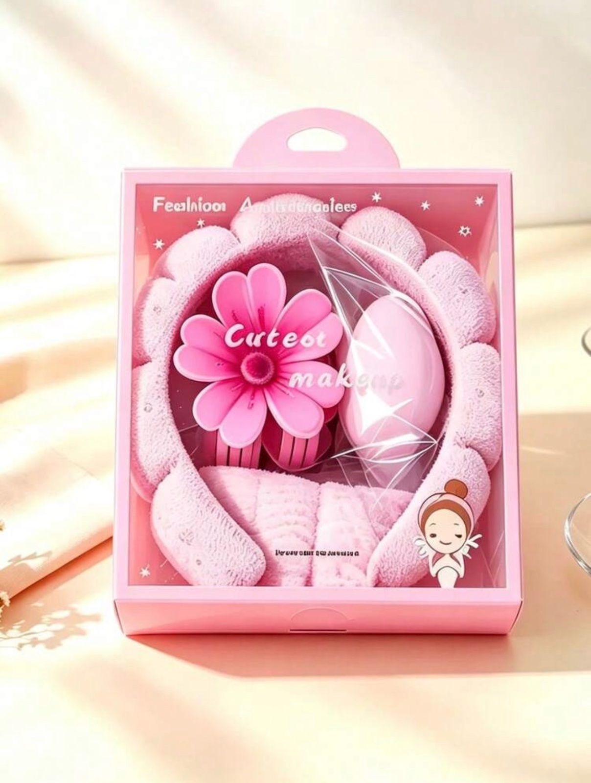 Set d'accessoires de soins et de maquillage rose