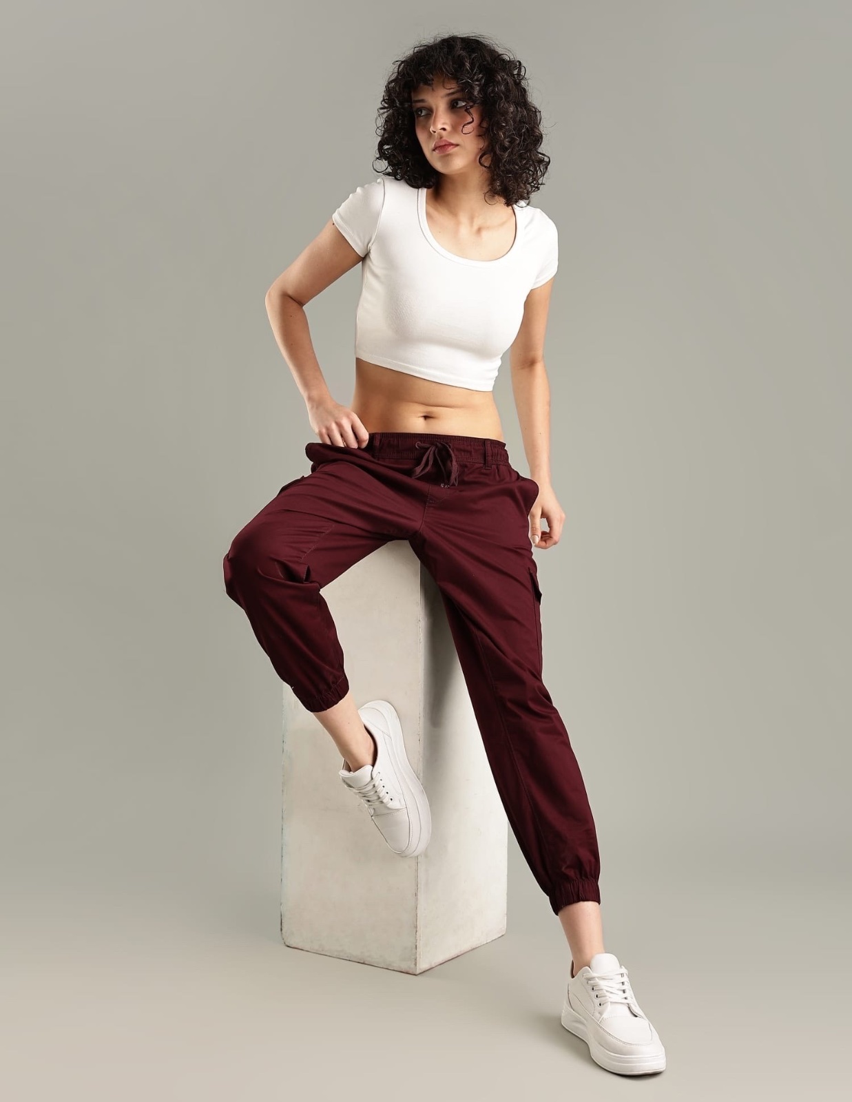 TOMMY HILFIGER Jogger Taille Mi-Haute Unie Coupe Régulière