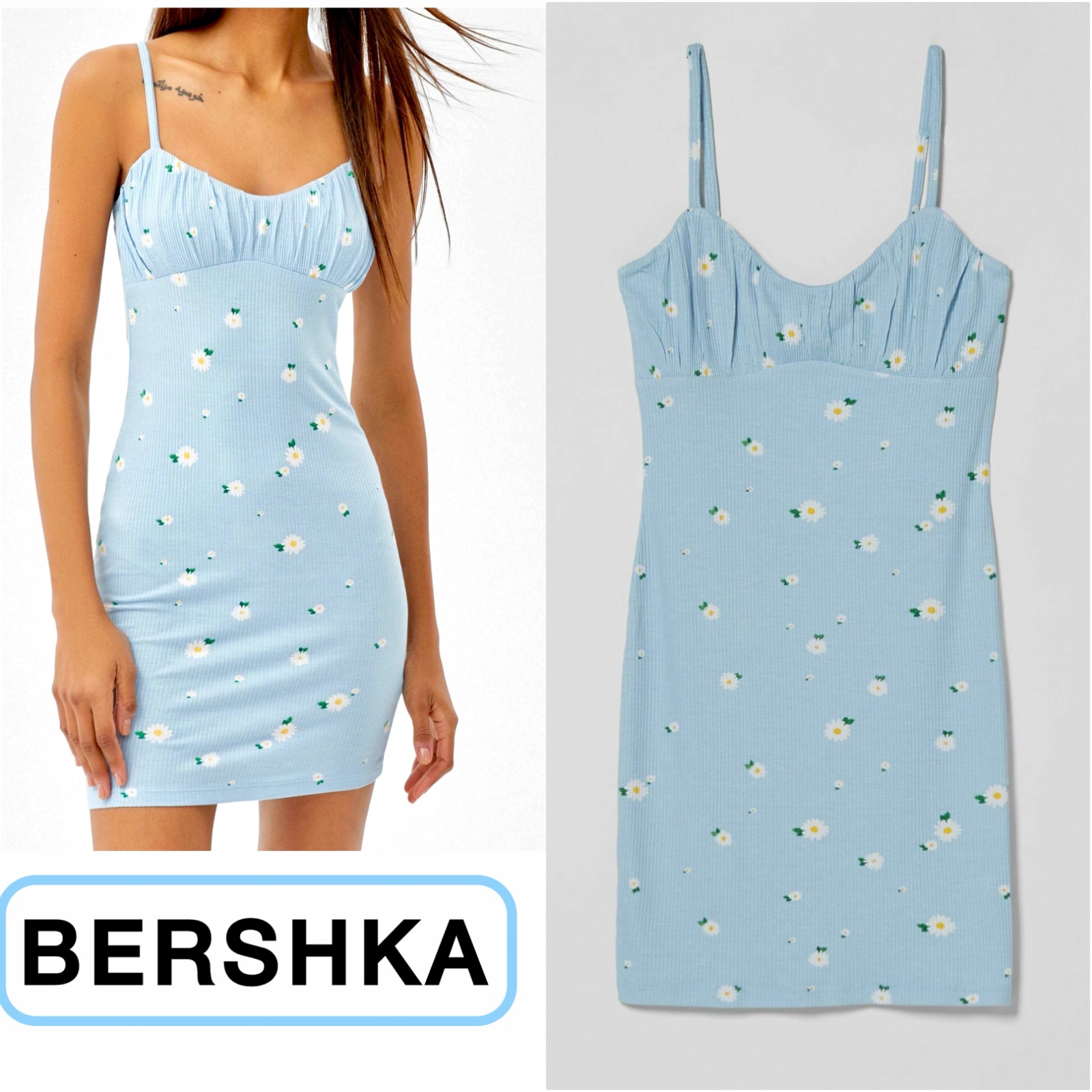 Bershka robe courte côtelée bodycon 