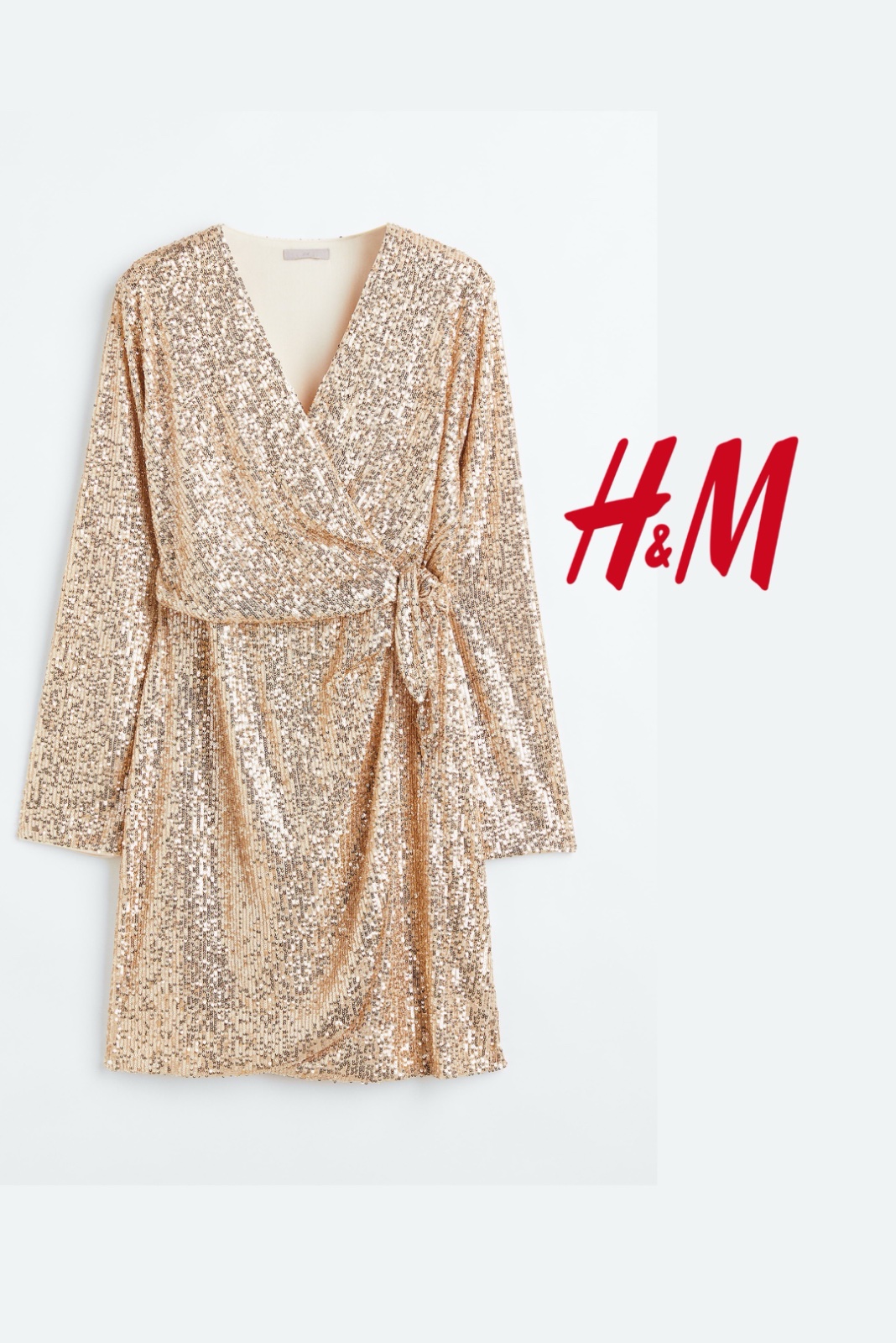 Robe portefeuille beige à sequins H&M