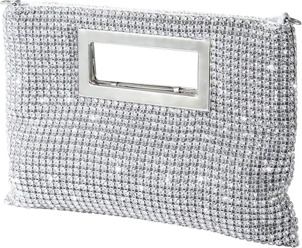 Pochette ornée de perles et de cristaux, sac à main scintillant et élégant pour soirée