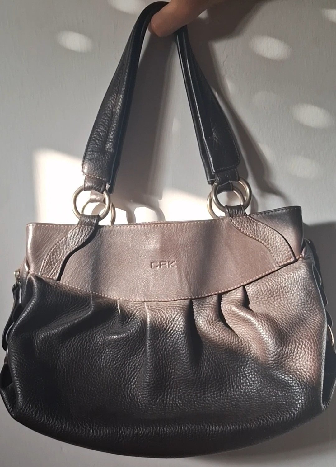 Sac à main en cuir CRK marron foncé vintage