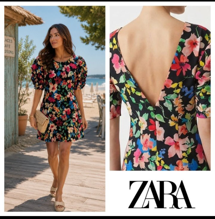  Robe Courte Fleurie ZARA – Dos Nu Plongeant (Excellent état)