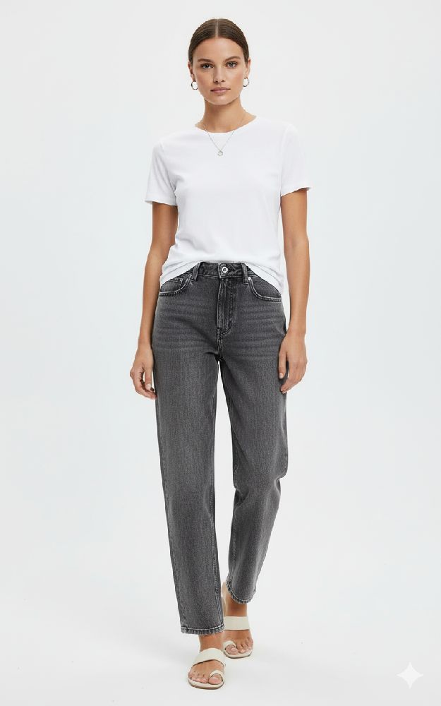 Jean gris coupe mom 
