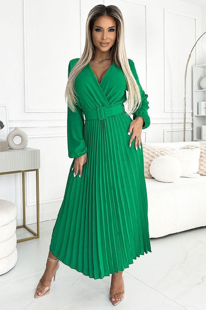 Robe longue plissée fluide