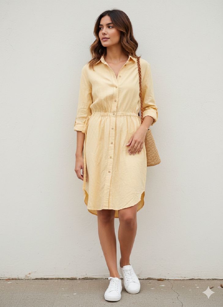 Robe chemise jaune pâle 
