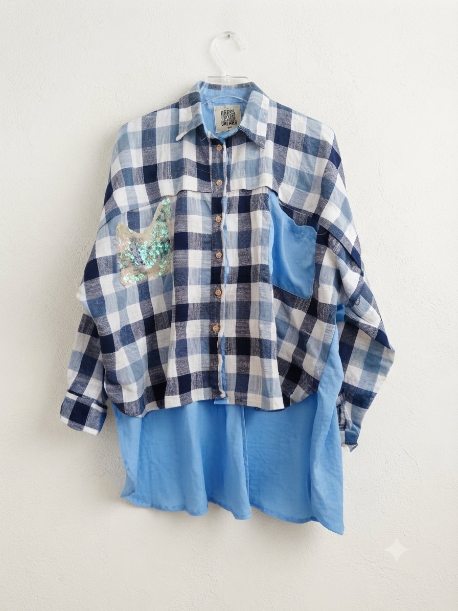 Superbe chemise oversize bicolore et originale, parfaite pour un look tendance et décontracté