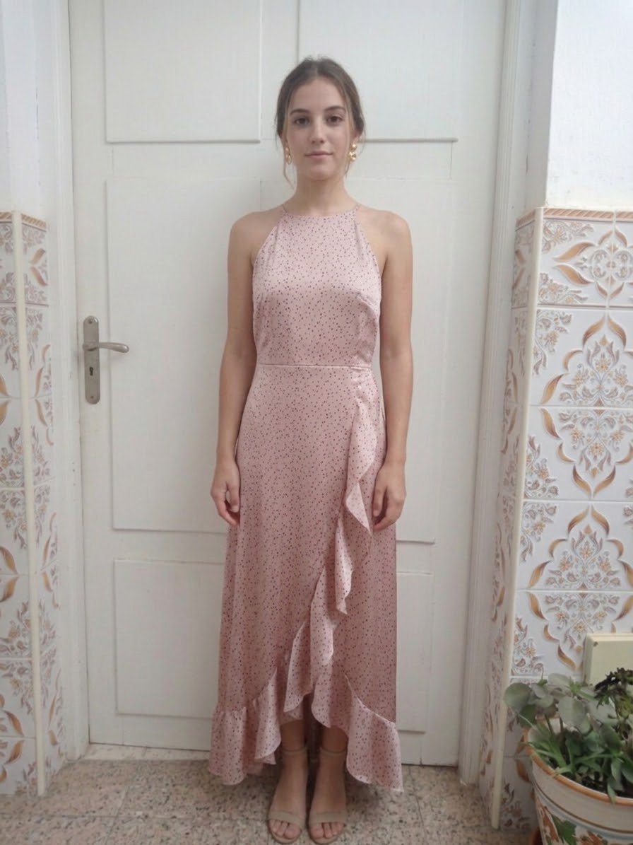 🌸 Magnifique Robe Longue Rose Poudré à Volants – Parfait État