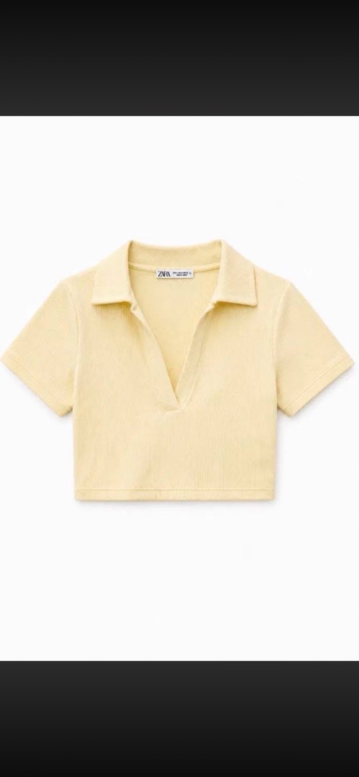Crop top zara jaune pastel