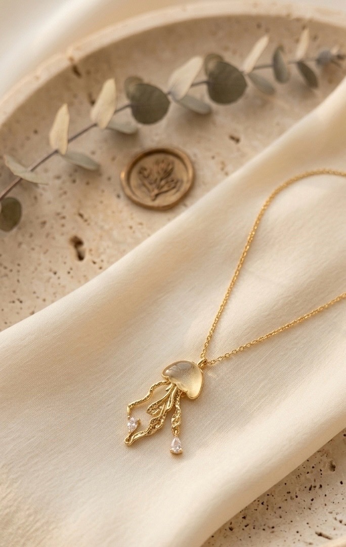 Collier "Méduse" Poétique en Acier Inoxydable – Bijou Raffiné & Original