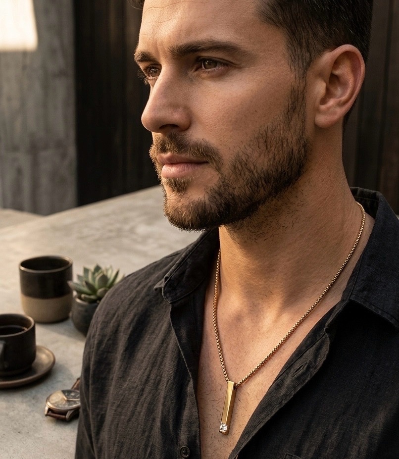 Collier Homme Élégance Moderne en Stainless Steel Doré