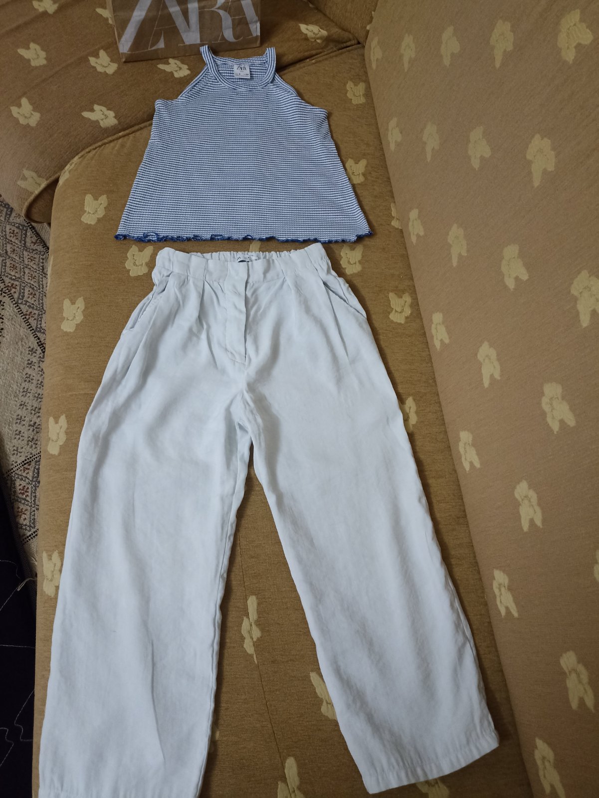 Lot top short et pantalon large zara