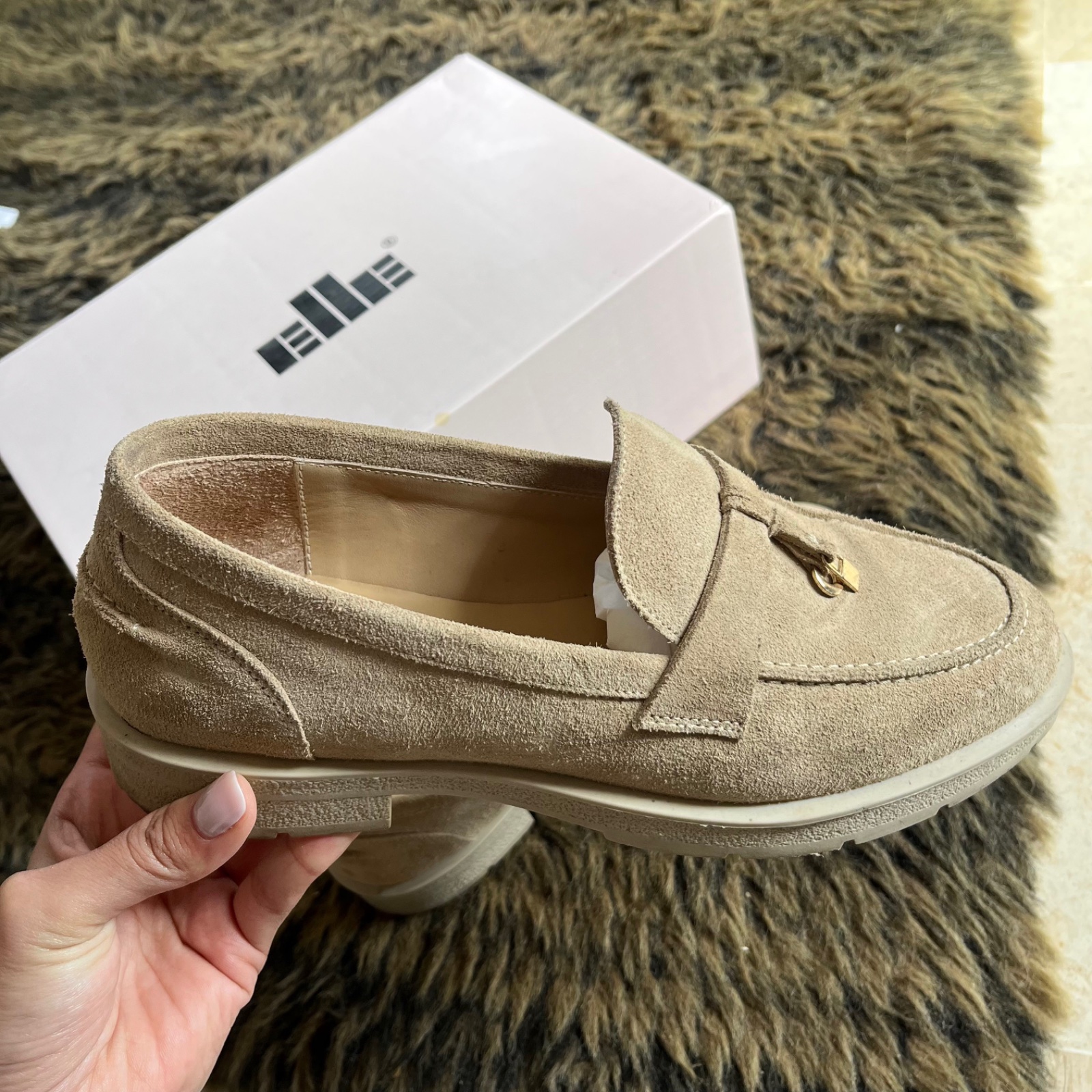 Mocassin beige cuir