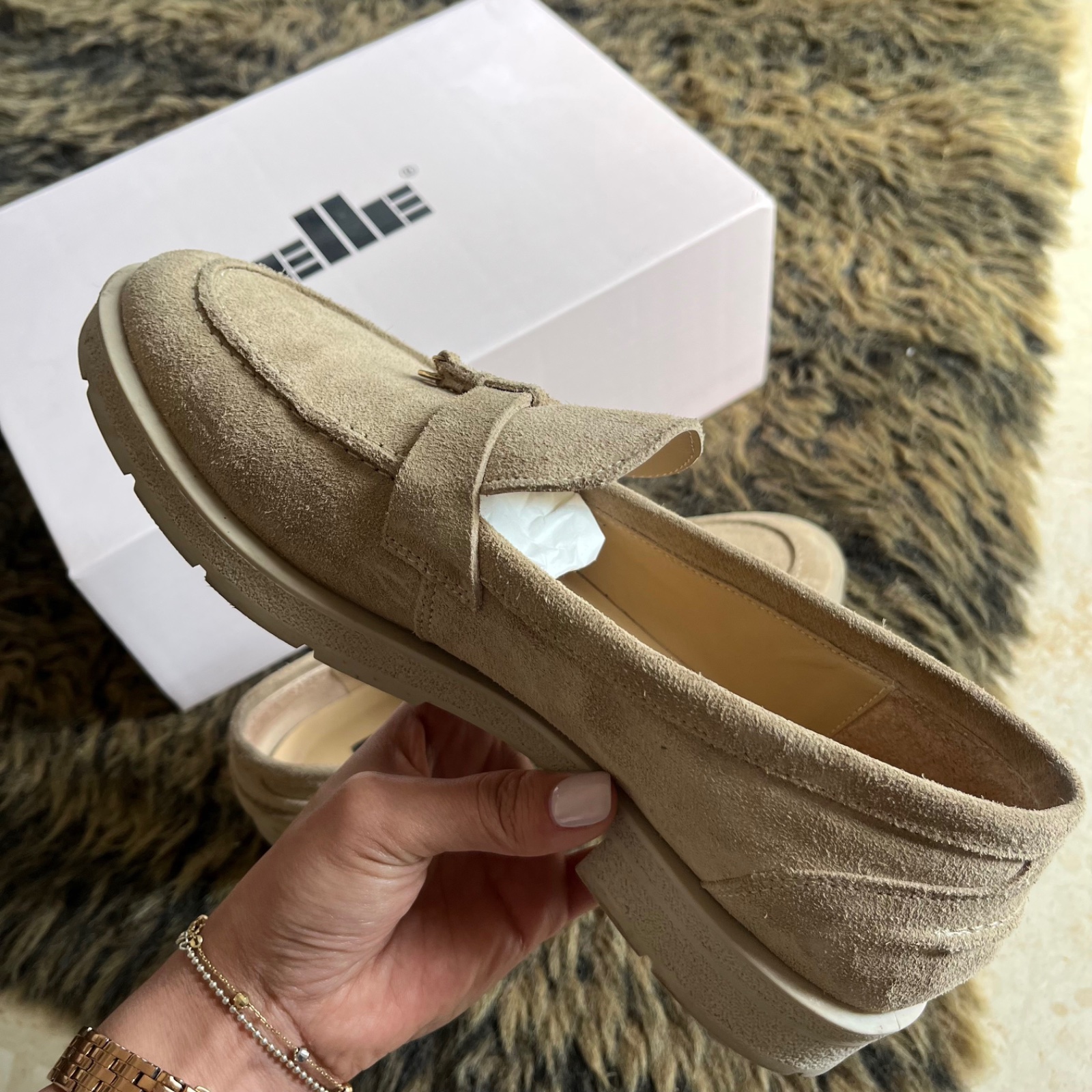 Mocassin beige cuir