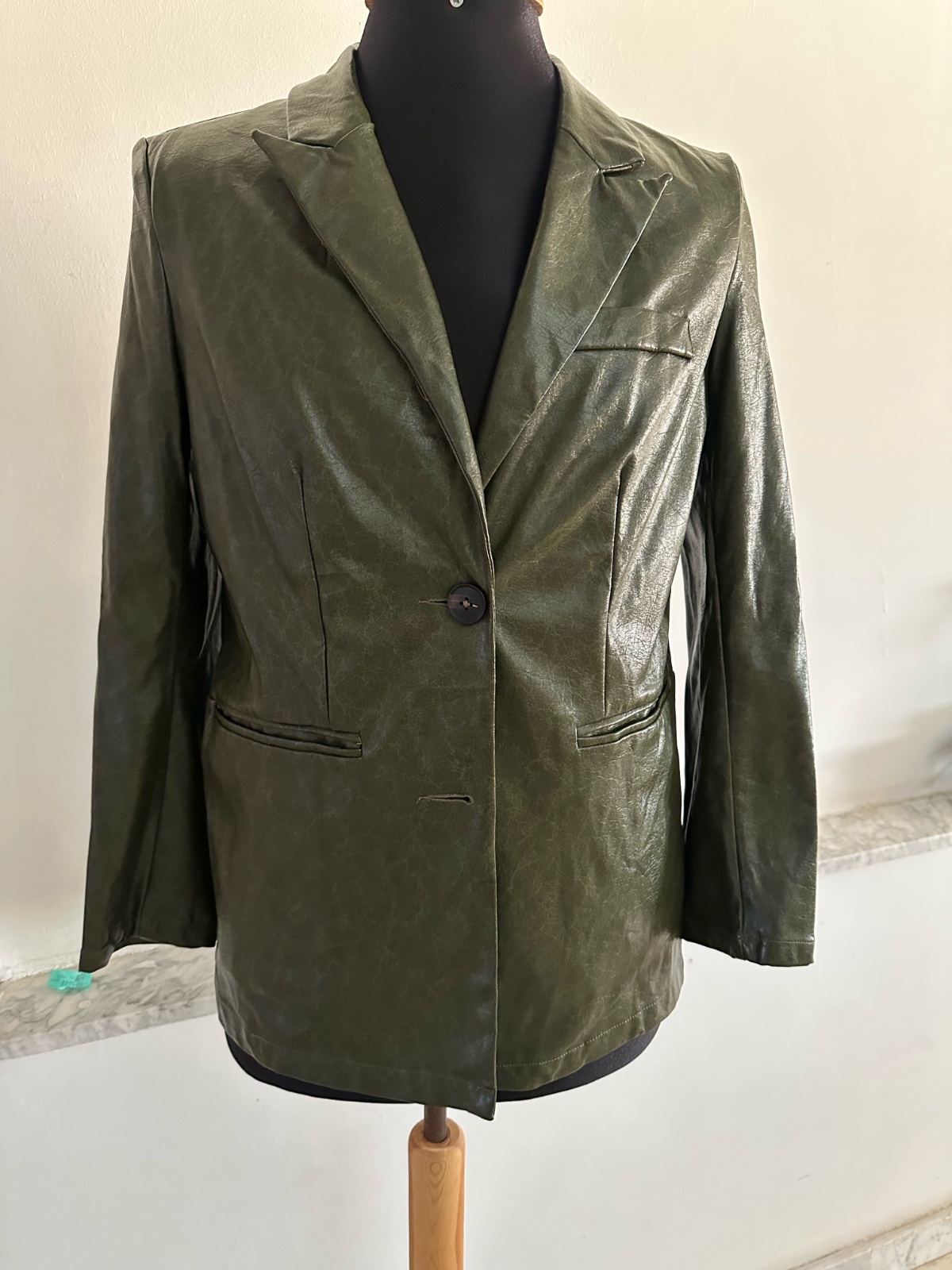Veste similicuir vert olive shein