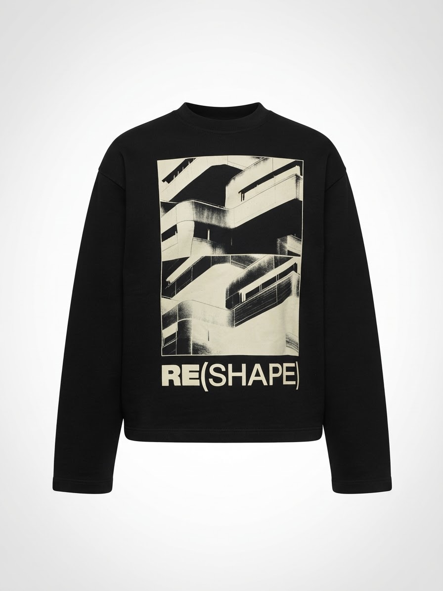 Pull Bershka noir manches longues "RE(SHAPE)", neuf avec étiquette