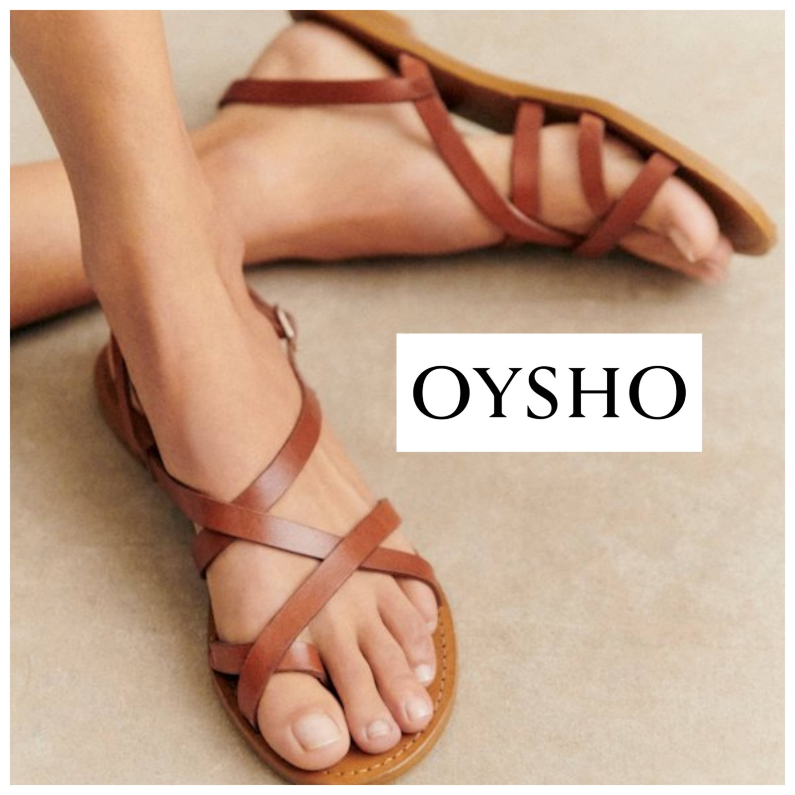 Sandales avec lanières en cuir véritable tous neufs, pointure 39, de la marque Oysho
