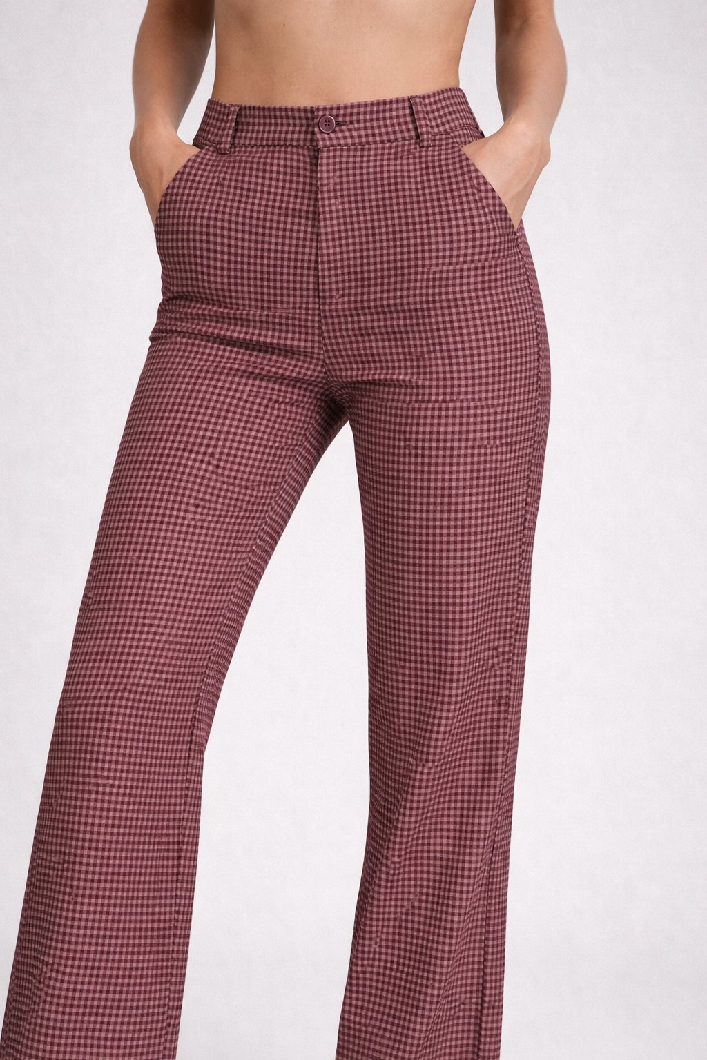Pantalon tissu vichy carreaux Bordeaux et beige ❤️